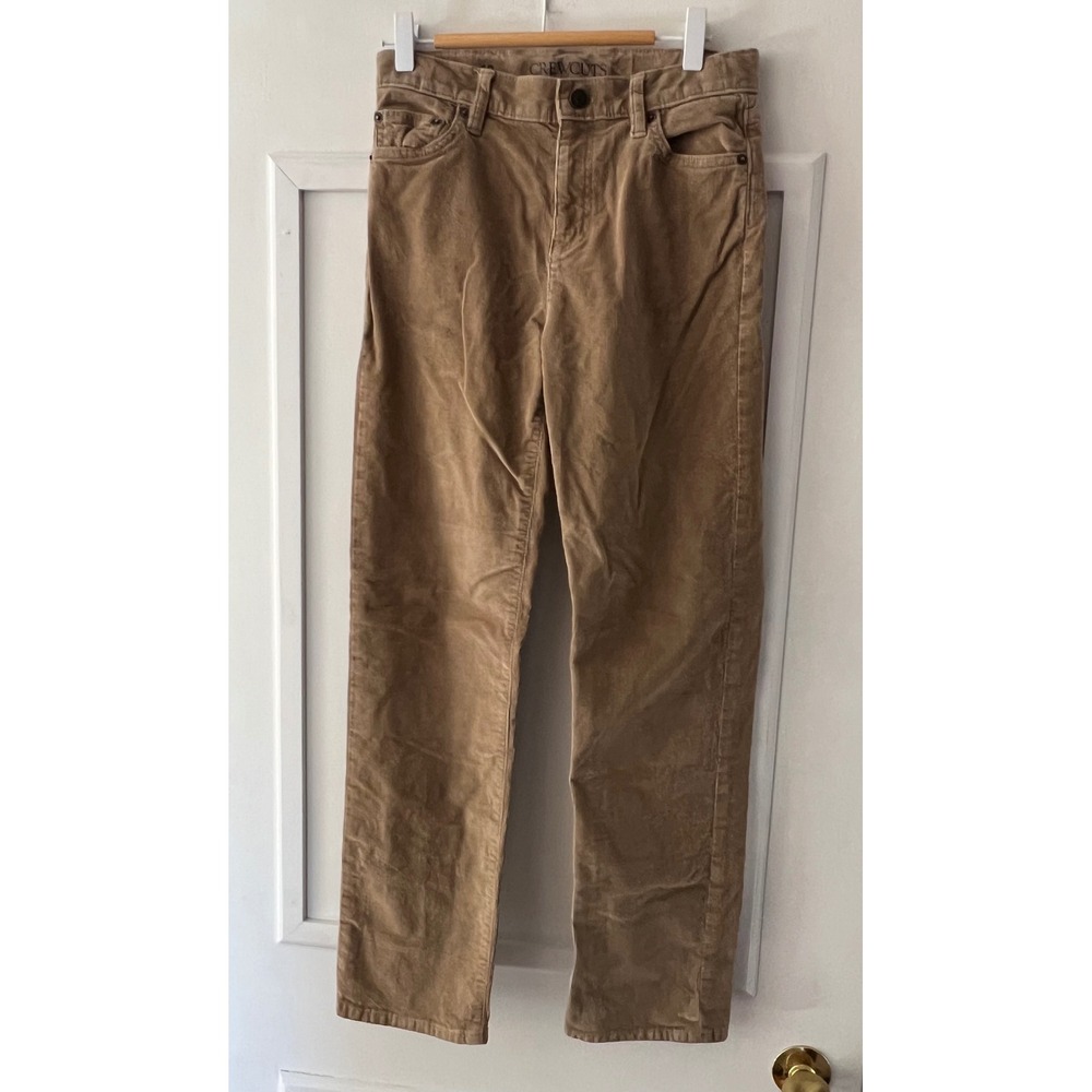 Crewcuts Boys Tan Corduroy Straight Leg Pants Size 12 Adjustable Waist Khaki